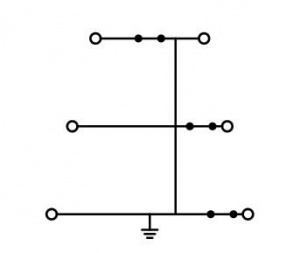 870-557 Трехуровневые клеммы; 6-проводные клеммы с заземлением; PE; без нанесения маркировки; внутреннее объединение; для DIN-рейки 35 x 15 и 35 x 7,5; 2,5 мм2; CAGE CLAMP