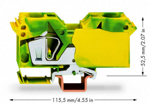 285-607 2-проводные клеммы с заземлением; 35 мм2; боковые маркировочные разъемы; только на рейке DIN 35 x 15; CAGE CLAMP