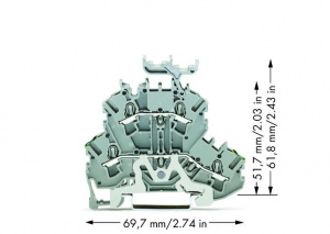 2002-2257 Двухуровневые клеммы; Клеммы с заземлением проводника / проходные клеммы; PE/L; с нанесением маркировки; подходят для исполнений Ex e II; для DIN-рейки 35 x 15 и 35 x 7,5; 2,5 мм2; Push-in CAGE CLAMP