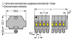 262-162 2-проводные клеммные колодки; 12-пол.; без кнопок; с защелкивающимися монтажными ножками; для толщины пластины 0,6 - 1,2 мм; Крепежное отверстие 3,5 мм 2; 4 mm2; CAGE CLAMP