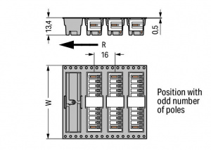 734-166/105-604/997-407 Вилка под пайку THR; 1.0 x 1.0 mm solder pin; угловые; 100% защита от неправильного подсоединения; упаковка в ленте на бобине; Шаг контактов 3,5 мм; 6-пол.