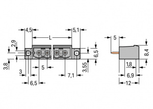 231-132/040-000 Вилка THT; 1.0 x 1.0 mm solder pin; прямые; зажимное кольцо; Шаг контактов 5 мм; 2-пол.