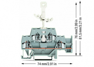 280-522 Двухуровневые клеммы; Проходные / проходные клеммы; с дополнительной позицией для перемычки на нижнем уровне; для DIN-рейки 35 x 15 и 35 x 7,5; 2,5 мм2; CAGE CLAMP