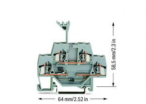 280-941/281-492 Компонентная клемма; двухуровн.; с 2 диодами 1N4007; Верхний анод, левый анод; для DIN-рейки 35 x 15 и 35 x 7,5; 2,5 мм2; CAGE CLAMP