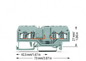 279-815/281-411 Компонентная клемма; 4-проводн.; с диодом 1N4007; анод справа; для DIN-рейки 35 x 15 и 35 x 7,5; 1,5; CAGE CLAMP