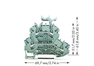 2002-2232 Двухуровневые клеммы; Проходные / проходные клеммы; N/L; с нанесением маркировки; подходят для исполнений Ex e II; Отверстие для ввода пров., ниж. уров.; для DIN-рейки 35 x 15 и 35 x 7,5; 2,5 мм2; Push-in CAGE CLAMP