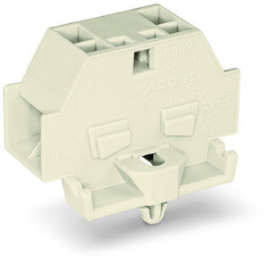 262-280 4-проводные клеммы; подходят для исполнений Ex e II; без кнопок; с защелкивающейся монтажной ножкой; для толщины пластины 0,6 - 1,2 мм; Крепежное отверстие 3,5 мм 2; 4 mm2; CAGE CLAMP