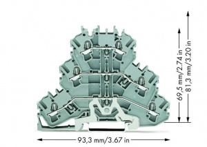 2002-3228 Трехуровневые клеммы; Экранированные / проходные / проходные клеммы; экран/L/L; без нанесения маркировки; для DIN-рейки 35 x 15 и 35 x 7,5; 2,5 мм2; Push-in CAGE CLAMP