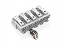 294-5315 Соединитель для светильников; нажимная кнопка, внешняя; с защелкивающимся заземляющим контактом углового исполнения; L3-L2-L1-PE-N; 5-пол.; Стор. свет.: для одножильных проводников; Инст. стор.: для всех типов проводников; макс. 2,5 мм2; Темп. ок