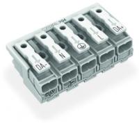 294-5075 Соединитель для светильников; нажимная кнопка, внешняя; без заземляющего контакта; 5-пол.; Стор. свет.: для одножильных проводников; Инст. стор.: для всех типов проводников; макс. 2,5 мм2; Темп. окруж. среды: макс. 85 °C (T85)