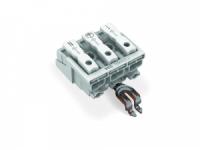 294-5353 Соединитель для светильников; нажимная кнопка, внешняя; с защелкивающимся заземляющим контактом углового исполнения; 3-пол.; Стор. свет.: для одножильных проводников; Инст. стор.: для всех типов проводников; макс. 2,5 мм2; Темп. окруж. среды: мак