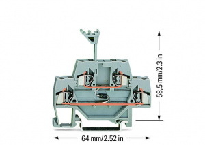 280-940/281-410 Компонентная клемма; двухуровн.; с диодом 1N4007; Анод, нижний; для DIN-рейки 35 x 15 и 35 x 7,5; 2,5 мм2; CAGE CLAMP