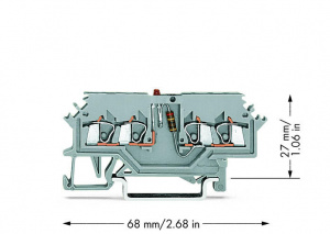 279-624/281-434 Компонентная клемма; 4-проводн.; красный светодиод; тока; для DIN-рейки 35 x 15 и 35 x 7,5; 1,5; CAGE CLAMP