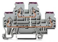 870-508 Двухуровневые клеммы; 4-проводные проходные клеммы; L:; внутреннее объединение; ввод проводника с фиолетовой маркировкой; для DIN-рейки 35 x 15 и 35 x 7,5; 2,5 мм2; CAGE CLAMP