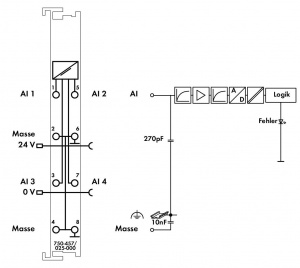 750-457/025-000 4 аналоговых входа; 10 В; Несимметричный; Внешняя температура