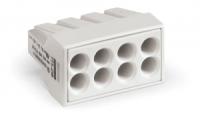 773-498 Соединитель PUSH WIRE для распределительных коробок; для одно- и многожильных проводников; для применений Ex; макс. 2,5 мм2; 8-проводн.; светло-серый корпус; светло-серая крышка; макс. рабочая темп. окр. среды 60 °C