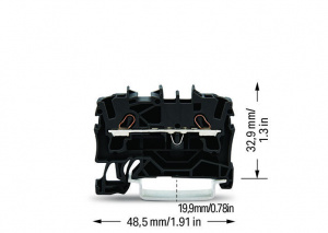 2002-1205 2-проводные проходные клеммы; 2,5 мм2; подходят для исполнений Ex e II; боковая и центральная маркировка; для DIN-рейки 35 x 15 и 35 x 7,5; Push-in CAGE CLAMP