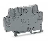859-367 Релейный модуль; Номинальное входное напряжение: 115 В перем.тока; 1 перекл. контакт; с заданным порогом включения; Красный индикатор состояния; Ширина модуля: 6 мм
