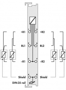 753-461/003-000 2 аналоговых ввода; Pt100 / RTD; регулируемые