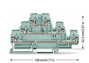 870-590/281-410 Компонентная клемма; трехуровн.; с диодом 1N4007; анод слева; для DIN-рейки 35 x 15 и 35 x 7,5; 2,5 мм2; CAGE CLAMP