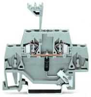 280-502/281-606 Компонентная клемма; двухуровн.; с торцевой пластиной и прямым подключением к рейке; с диодом BZW06-40B TVS; 24 В перем.тока; для DIN-рейки 35 x 15 и 35 x 7,5; 2,5 мм2; CAGE CLAMP