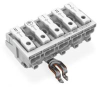 294-8325 Соединитель для светильников; нажимная кнопка, внешняя; для Linect; с защелкивающимся заземляющим контактом углового исполнения; L2 / N2 / L / PE / N; 5-пол.; Код. L; Стор. свет.: для одножильных проводников; Инст. стор.: для всех типов проводник