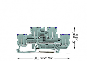 870-158 4-проводные двухуровневые базовые клеммы; 4-контактные проходные клеммы; L:; внутреннее объединение; ввод для проводника розетки отмечен фиолетовым; для DIN-рейки 35 x 15 и 35 x 7,5
