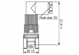 756-9105/030-000 Соединители для кабеля датчика / исполнительного устройства; 3-пол.; Штекер M8, углового исполнения