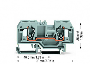 284-901 2-проводные проходные клеммы; 10 мм2; центральная маркировка; для DIN-рейки 35 x 15 и 35 x 7,5; CAGE CLAMP
