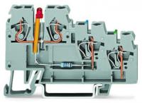 270-572/281-434 3-проводные клеммы для подключения исполнительных устройств; красный светодиод; для исполнительных устройств с PNP-переключением (положительным); 2,5 мм2; CAGE CLAMP
