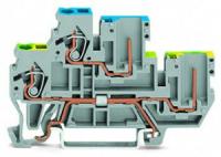 870-117 1-проводные / 1-контактные двухуровневые клеммы с розеткой; Клеммы с заземлением проводника / проходные клеммы; PE/N; для DIN-рейки 35 x 15 и 35 x 7,5; 2,5 мм2; CAGE CLAMP
