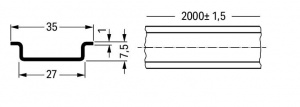 210-505 Стальная несущая рейка; 35 x 7,5 мм; толщиной 1 мм; длиной 2 м; неперфорированная; оцинкованные; в соответствии с EN 60715