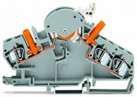 282-860 3-проводные клеммы с размыкателем / тестовые клеммы; например, для цепей трансформатора напряжения; с защищенными от случайных прикосновений тестовыми разъемами; для тестового штекера 24 мм; для DIN-рейки 35 x 15 и 35 x 7,5; 3; CAGE CLAMP