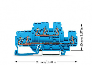 870-534 3-проводные двухуровневые клеммы; Проходные / проходные клеммы; N/N; подходят для исполнений Ex i; для DIN-рейки 35 x 15 и 35 x 7,5; 2,5 мм2; CAGE CLAMP