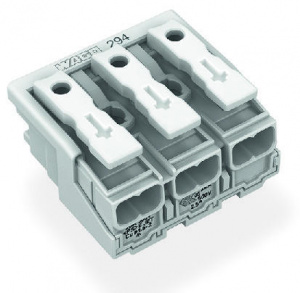 294-4003 Соединитель для светильников; нажимная кнопка, внешняя; без заземляющего контакта; 3-пол.; Стор. свет.: для одножильных проводников; Инст. стор.: для всех типов проводников; макс. 2,5 мм2; Темп. окруж. среды: макс. 85 °C (T85)