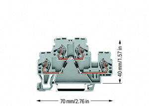 870-541/281-489 Компонентная клемма; двухуровн.; с 2 диодами 1N4007; Нижний анод; для DIN-рейки 35 x 15 и 35 x 7,5; 2,5 мм2; CAGE CLAMP
