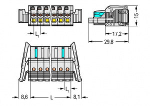 2721-102/037-000 1-проводниковая розетка; 100% защита от неправильного подсоединения; нажимная кнопка; Фиксирующий рычаг; 2,5 мм2; Шаг контактов 5 мм; 2-пол.