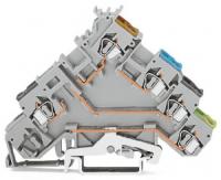 280-571 4-проводные клеммы с датчиком; с заземляющим контактом; Вставки для компонентов; с цветн. отверст. для ввода проводников; 2,5 мм2; CAGE CLAMP