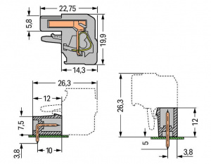 232-206/026-000 1-проводниковая розетка; угловые; 2,5 мм2; Шаг контактов 5 мм; 6-пол.