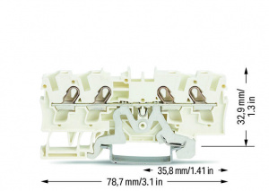 2004-1408 4-проводные экранированные клеммы; 4 mm2; боковая и центральная маркировка; для DIN-рейки 35 x 15 и 35 x 7,5; Push-in CAGE CLAMP