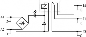 857-357 Релейный модуль; Номинальное входное напряжение: 115 В перем./пост.тока; 1 перекл. контакт; Предельный длительный ток: 6 А; Желтый индикатор состояния; Ширина модуля: 6 мм