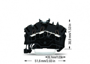 2002-6305 3-проводные проходные клеммы; 2,5 мм2; подходят для исполнений Ex e II; боковая и центральная маркировка; для DIN-рейки 35 x 15 и 35 x 7,5; Push-in CAGE CLAMP