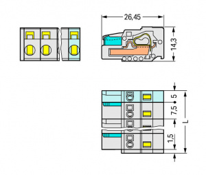 721-202/026-000 1-проводниковая розетка; 100% защита от неправильного подсоединения; 2,5 мм2; Шаг контактов 7,5 мм; 2-пол.