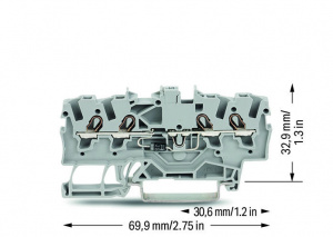 2001-1411/1000-411 Компонентная клемма; 4-проводн.; с диодом 1N4007; анод справа; для DIN-рейки 35 x 15 и 35 x 7,5; 1,5; Push-in CAGE CLAMP