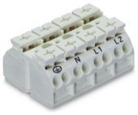 862-1634 ПОД ЗАПРОС  4-проводная клеммная колодка с монтажными штифтами; 4-пол.; PE-N-L1-L2; без заземляющего контакта; 1 защелкивающаяся ножка для крепления на контакт; 4 mm2