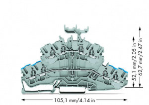2002-2432 4-проводниковые двухуровневые клеммы; Проходные / проходные клеммы; N/L; с нанесением маркировки; Отверстие для ввода пров., ниж. уров.; для DIN-рейки 35 x 15 и 35 x 7,5; 2,5 мм2; Push-in CAGE CLAMP