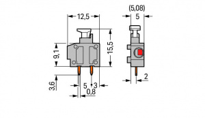 235-401/331-000 Наборная клемма на печатную плату; нажимная кнопка; 1,5; Шаг контактов 5/5,08 мм; 1-пол.; Push-in CAGE CLAMP