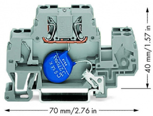 870-523/281-588 Компонентная клемма; двухуровн.; с варистором; для DIN-рейки 35 x 15 и 35 x 7,5; 2,5 мм2; CAGE CLAMP