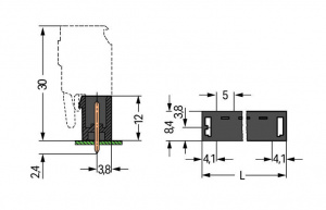 231-132/001-000/105-604 Вилка под пайку THR; 1.0 x 1.0 mm solder pin; прямые; Шаг контактов 5 мм; 2-пол.