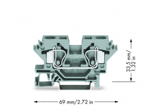 284-601 2-проводные проходные клеммы; 10 мм2; боковые маркировочные разъемы; для DIN-рейки 35 x 15 и 35 x 7,5; CAGE CLAMP